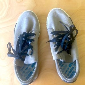 Alexander Wang x Adidas light taupe suede with black laces and accents.